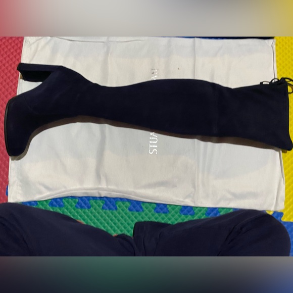 Stuart Weitzman Suede Over-the-Knee Blue Boots - Picture 6 of 9